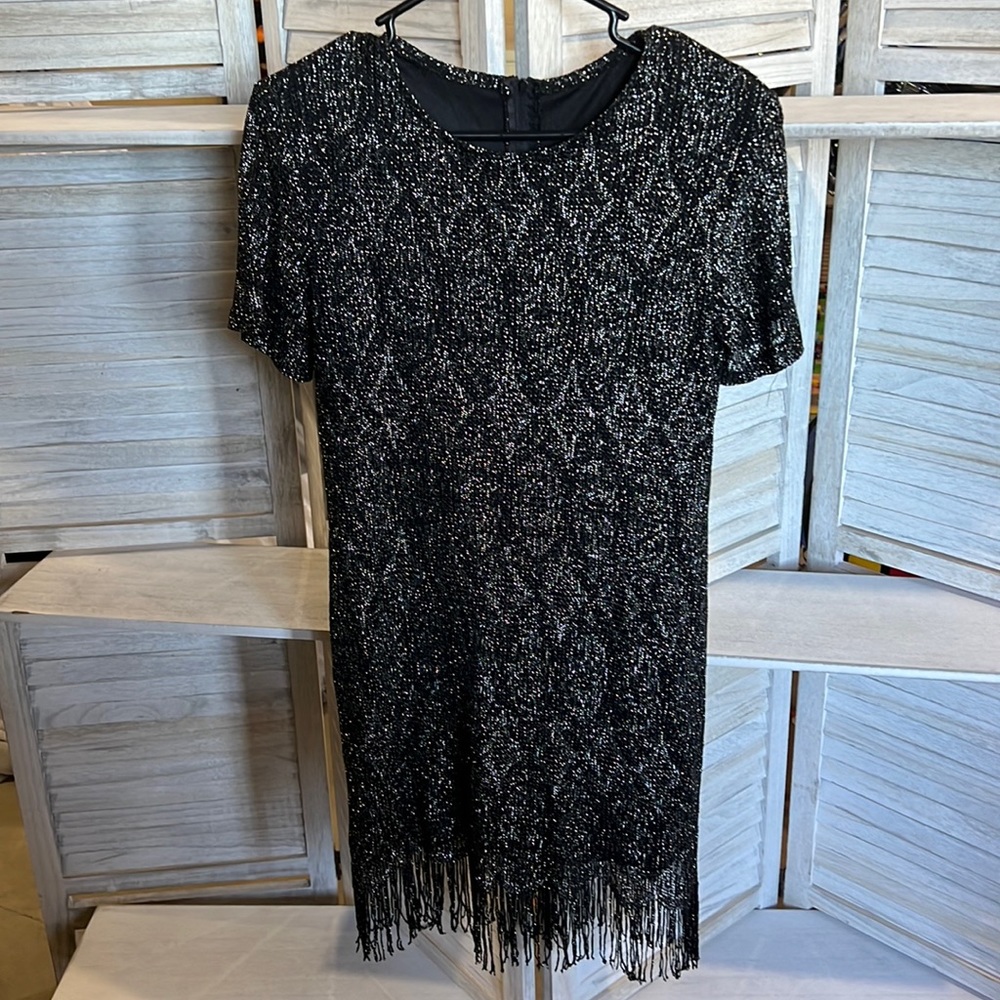 Vintage Sharade Nites Black Flapper Dress